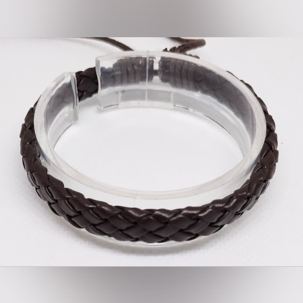 Men's Bracelet Leather‎ Braided Brown F1